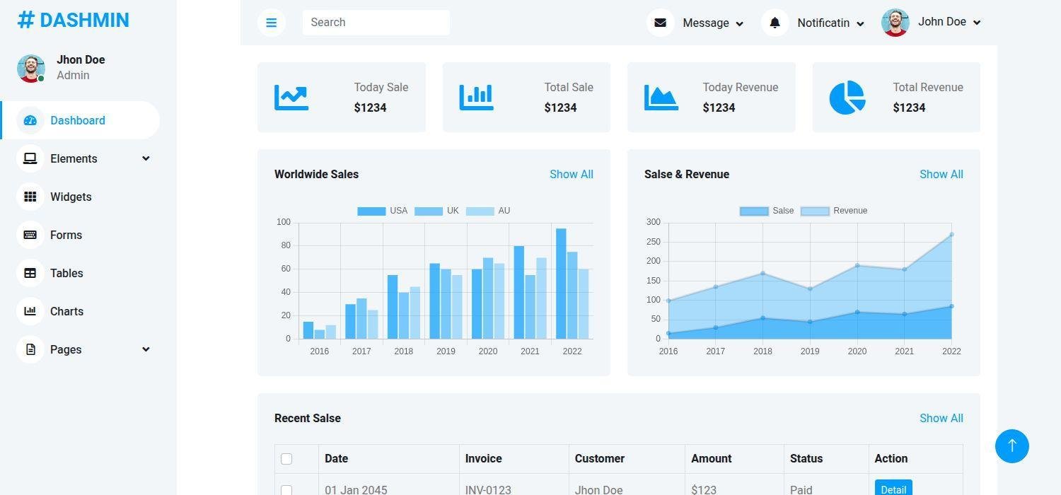 DASHMIN - Admin Dashboard Template Responsive Bootstrap 5 HTML5