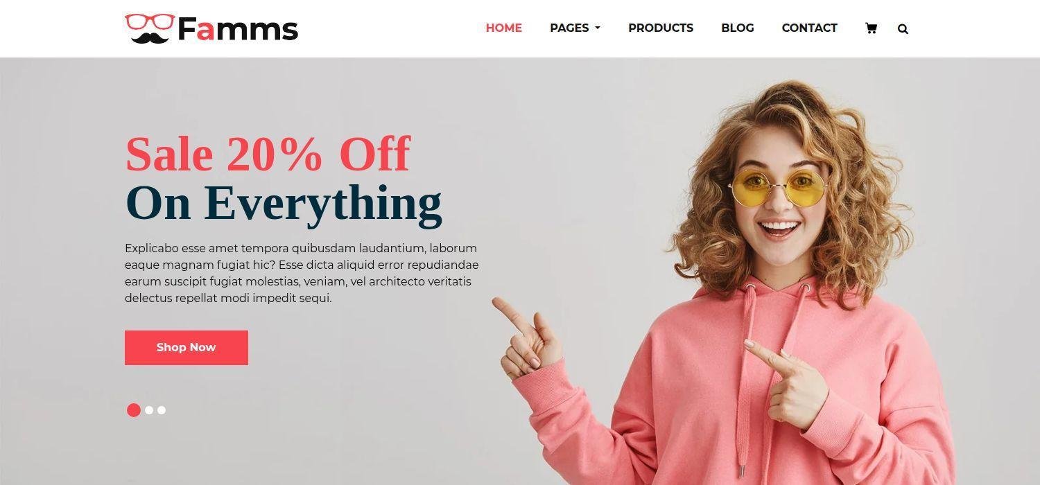 Famms - Free E-commerce Website Template Responsive Bootstrap 4