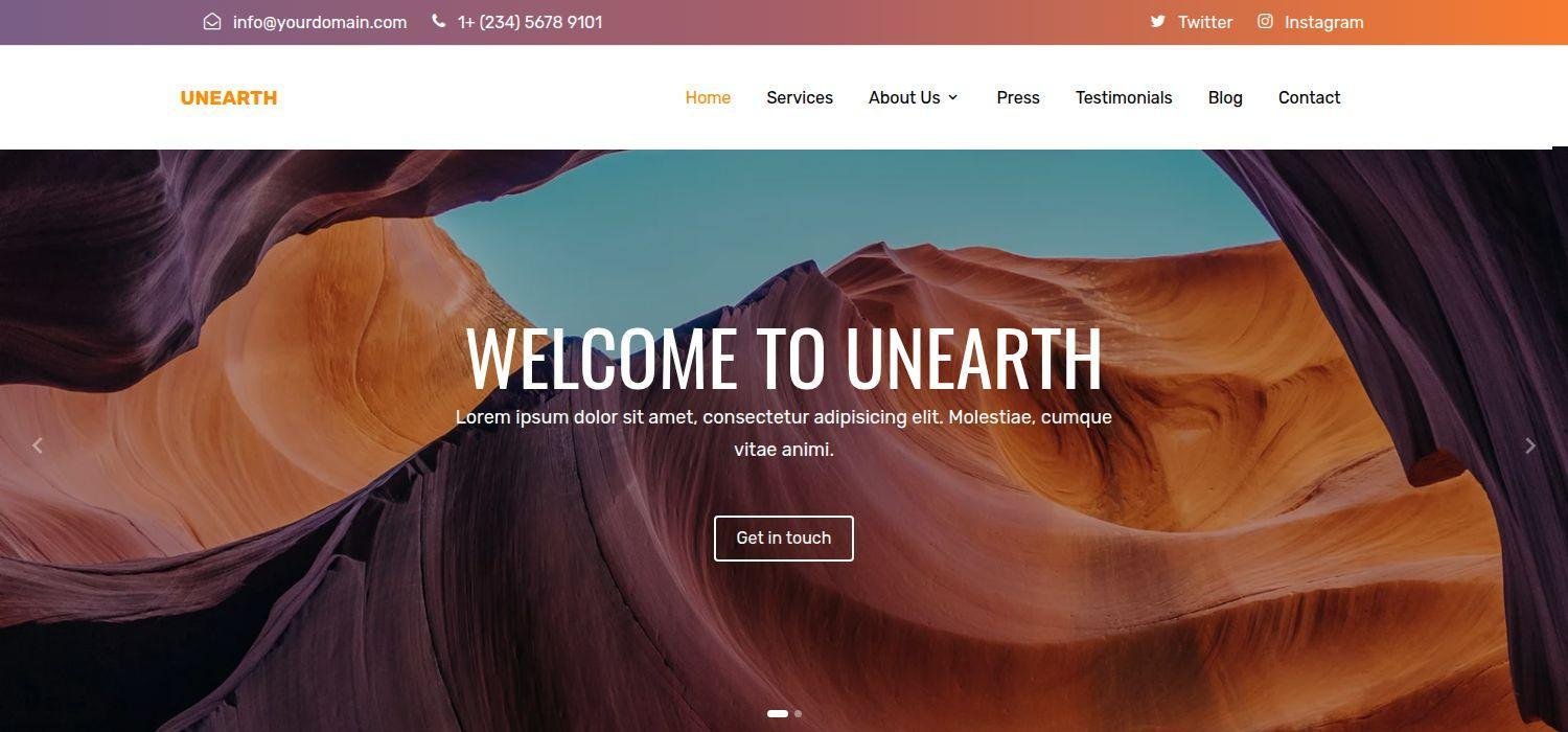 Unearth - Bootstrap 4 HTML5 Sophisticated Business Website Template