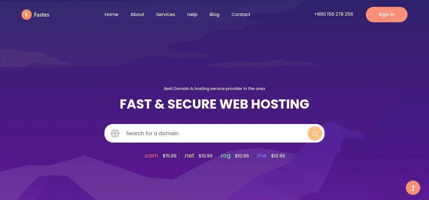Fastes - Free Responsive Bootstrap 4 HTML5 Hosting Website Template