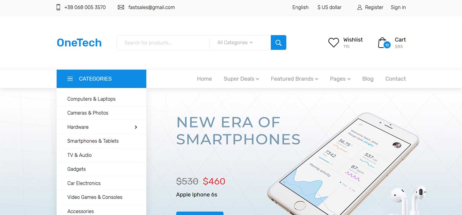 Onetech -‌ ‌‌Free‌ ‌Electronics And Gadgets Store Website Template‌ | HTML5‌ ‌Bootstrap‌ 4