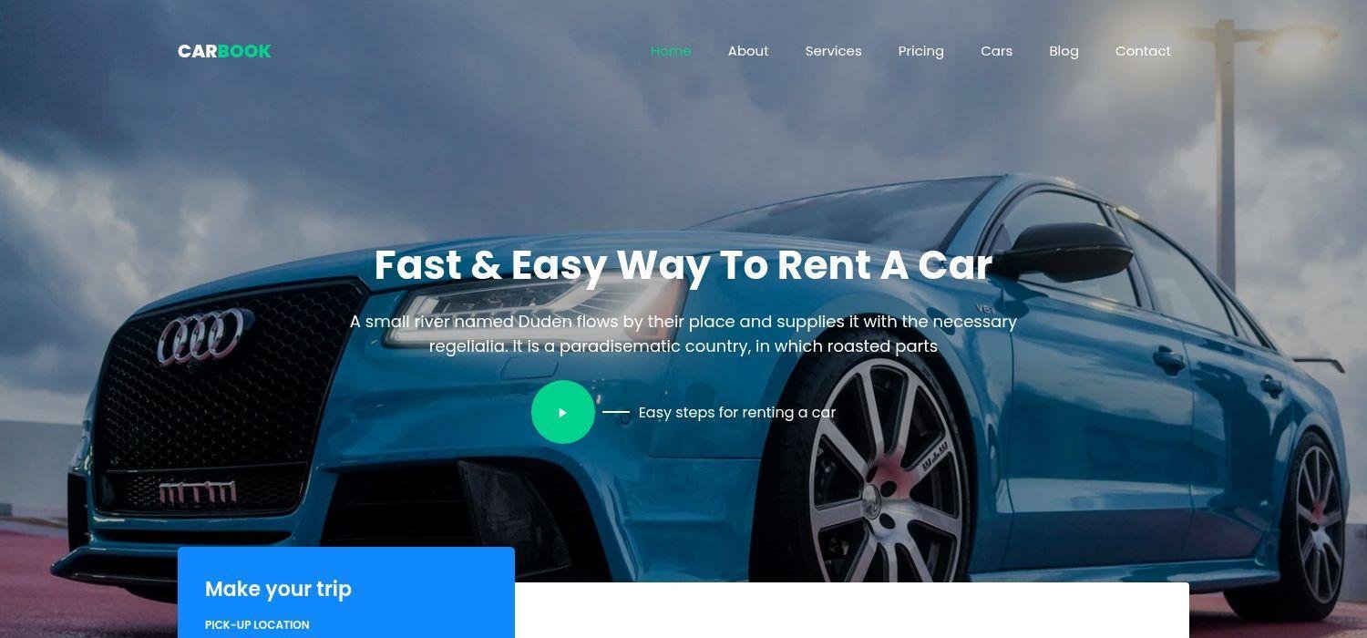 Carbook - Car Rental Website Template Bootstrap 4 HTML5