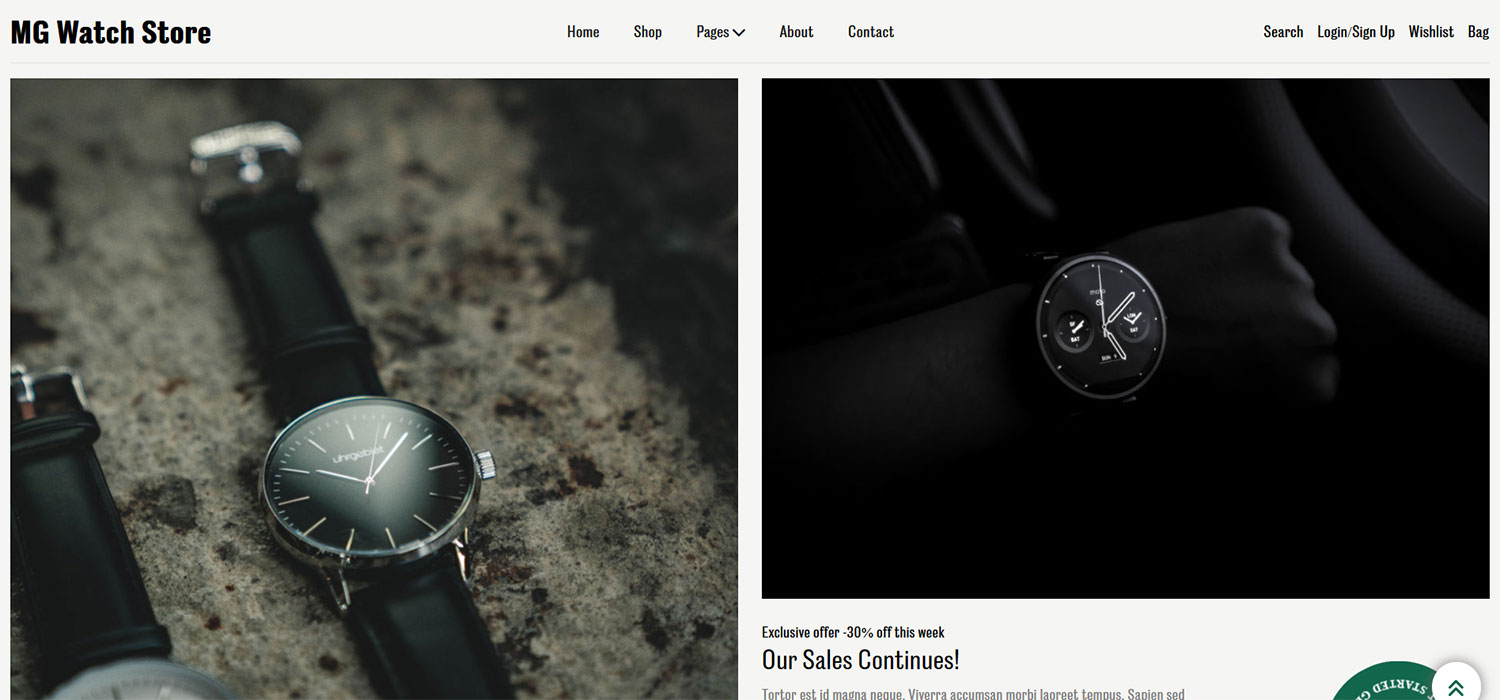 MG Watch Store - Best Online Watch Store eCommerce HTML Website Template