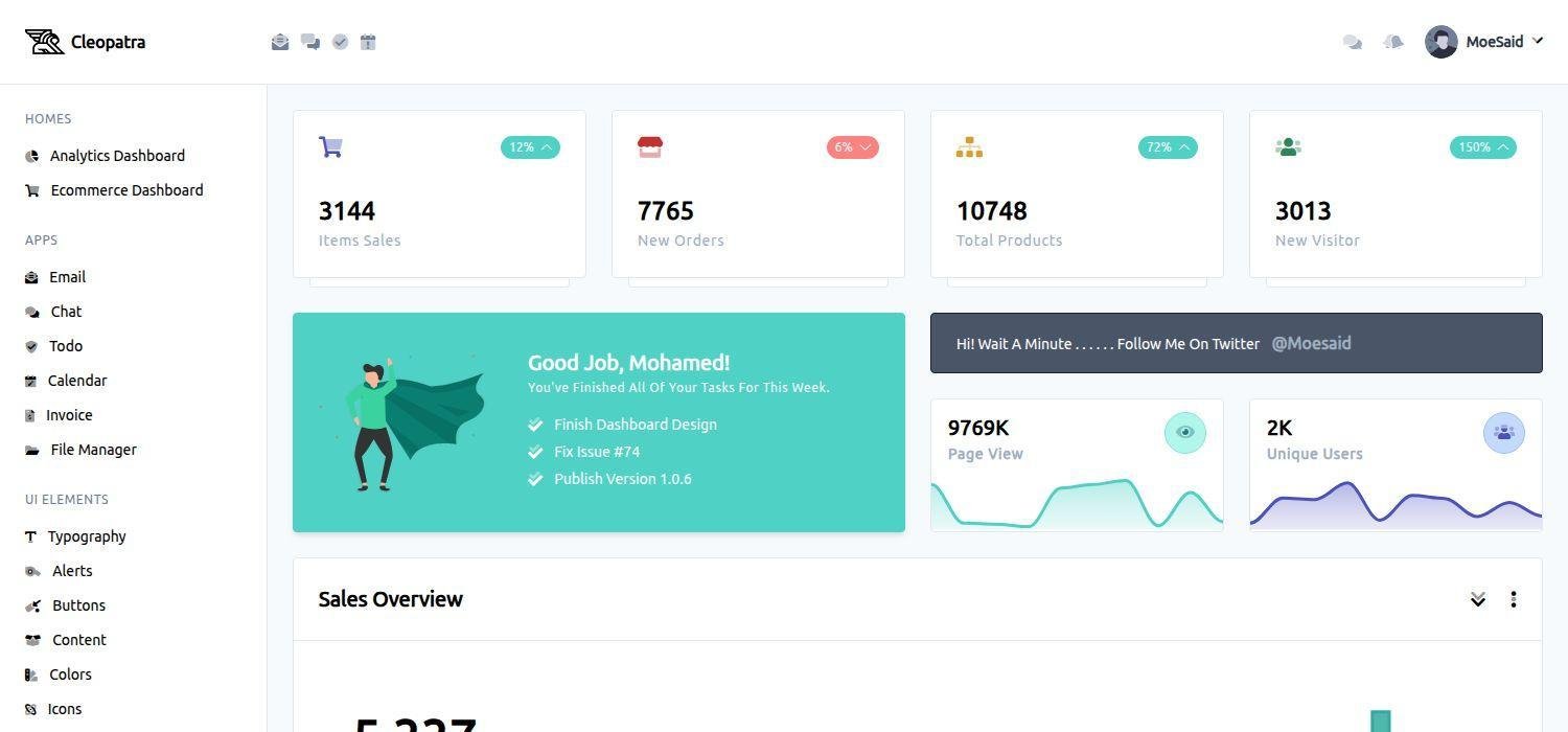 Cleopatra - Responsive Tailwind CSS Admin Dashboard Template