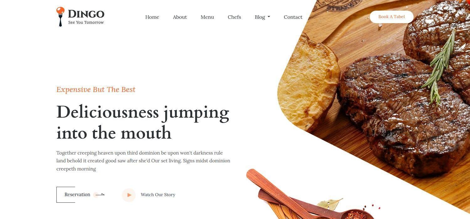 Dingo - Bootstrap 4 HTML5 Restaurant Website Template