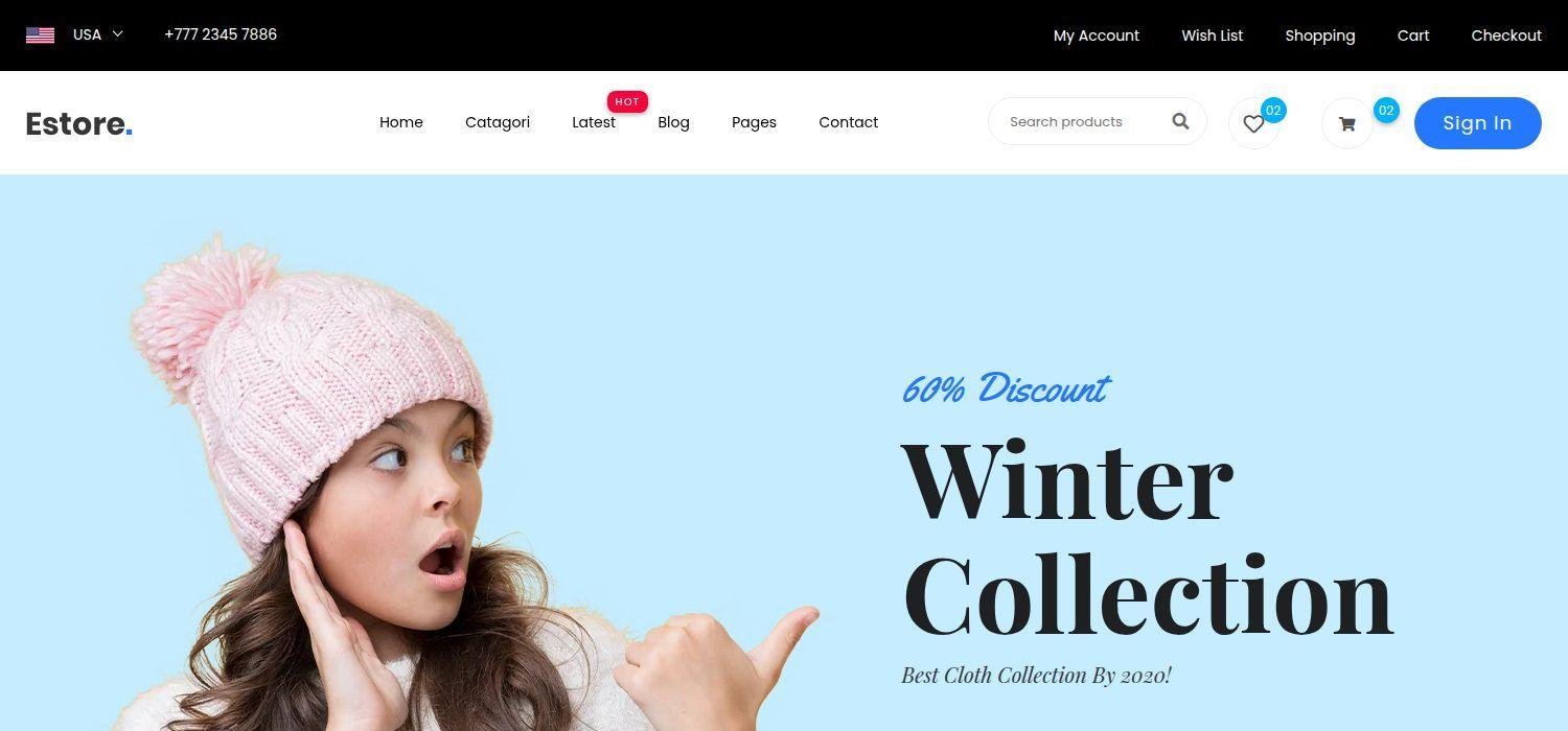 eStore - HTML5 Bootstrap 4  eCommerce Template