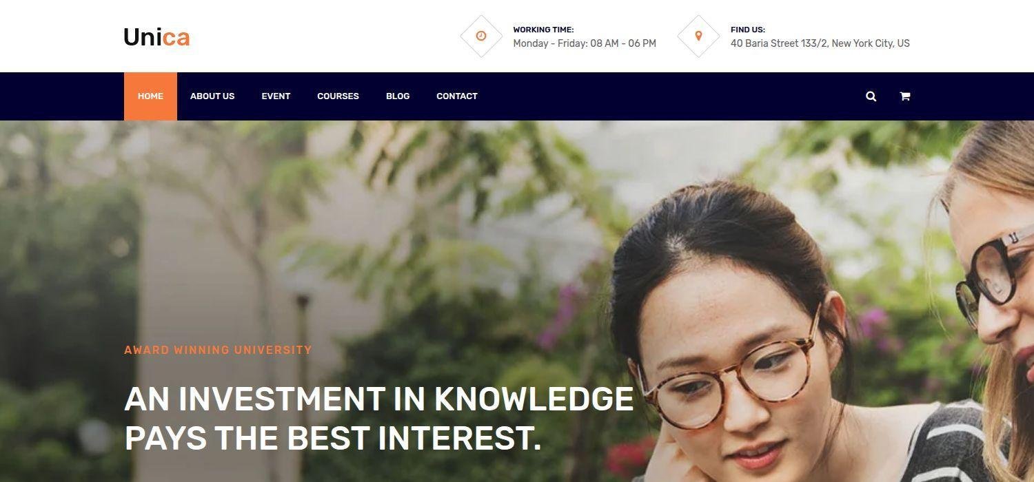 Unica - Bootstrap 4 HTML5 Education Website Template