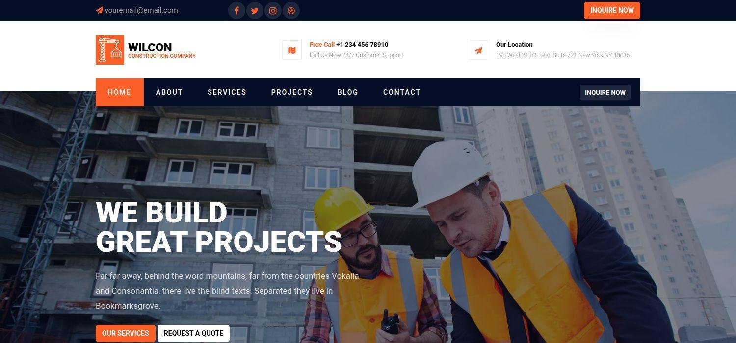 Wilcon - Bootstrap 4 HTML5 Construction Business Website Template