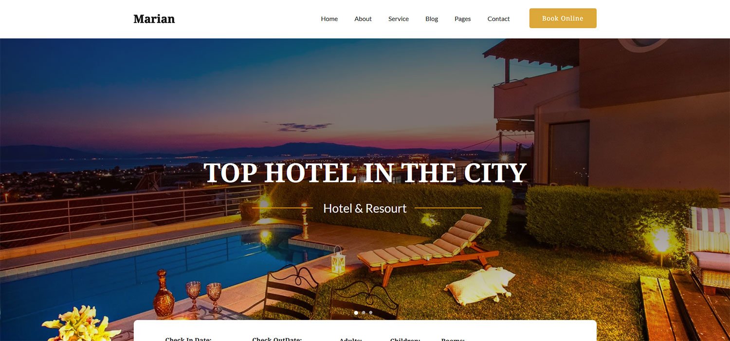 Marian - Bootstrap 4 HTML5 Responsive Hotel Website Template