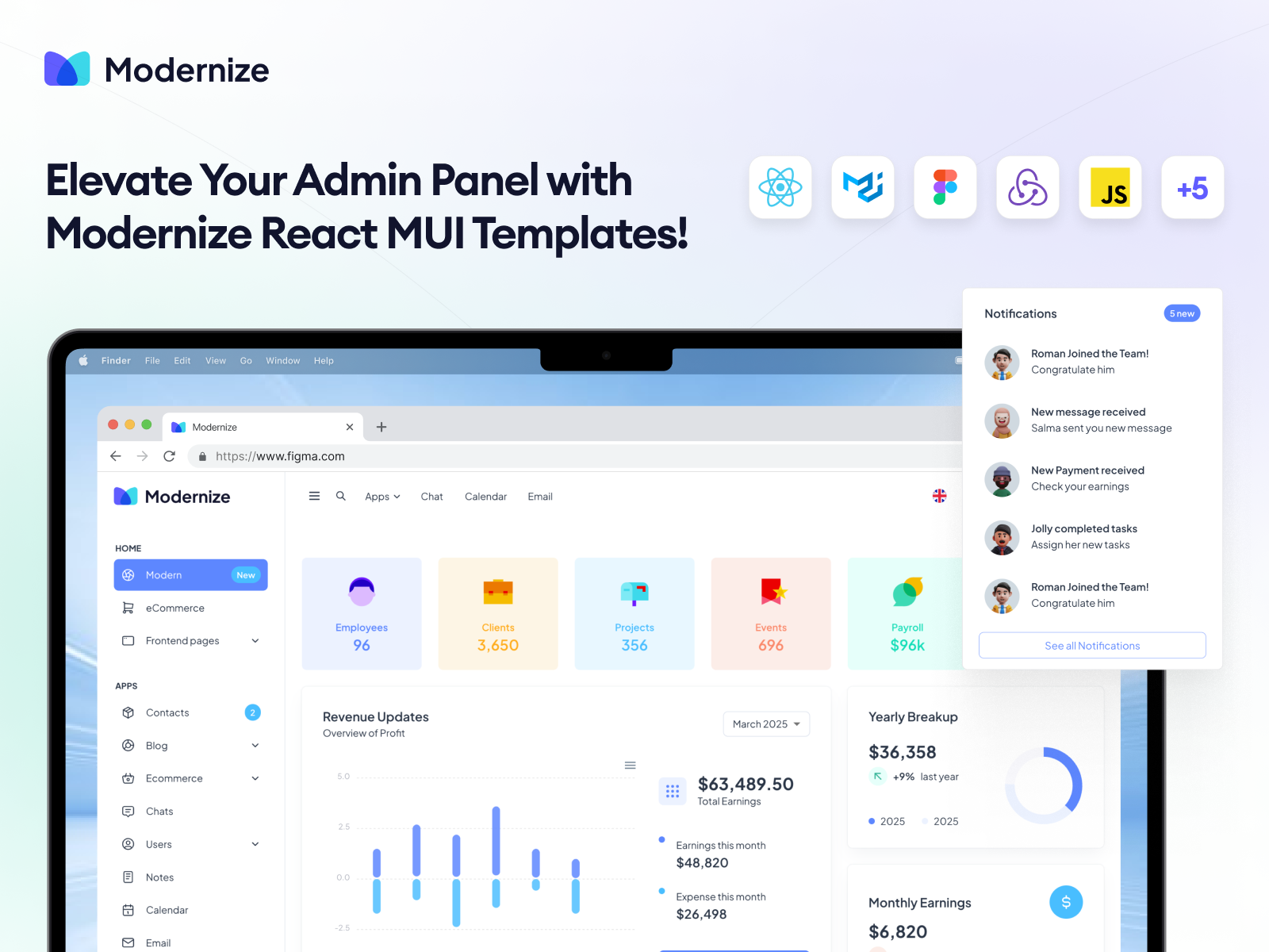 Modernize React MUI Admin Dashboard Template