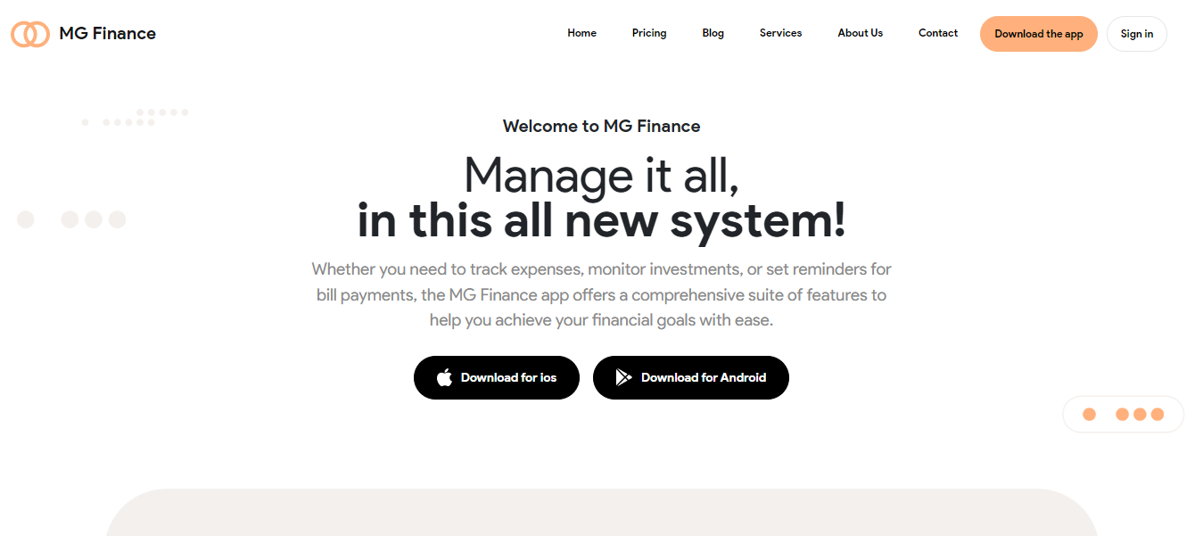  MG Finance: Sleek and Responsive Financial Website Template