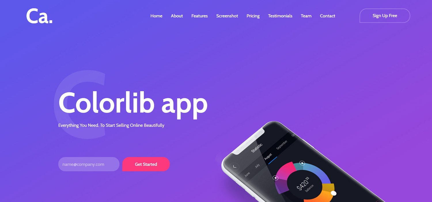 CA App Landing - Free Bootstrap 4 HTML5 app landing page template