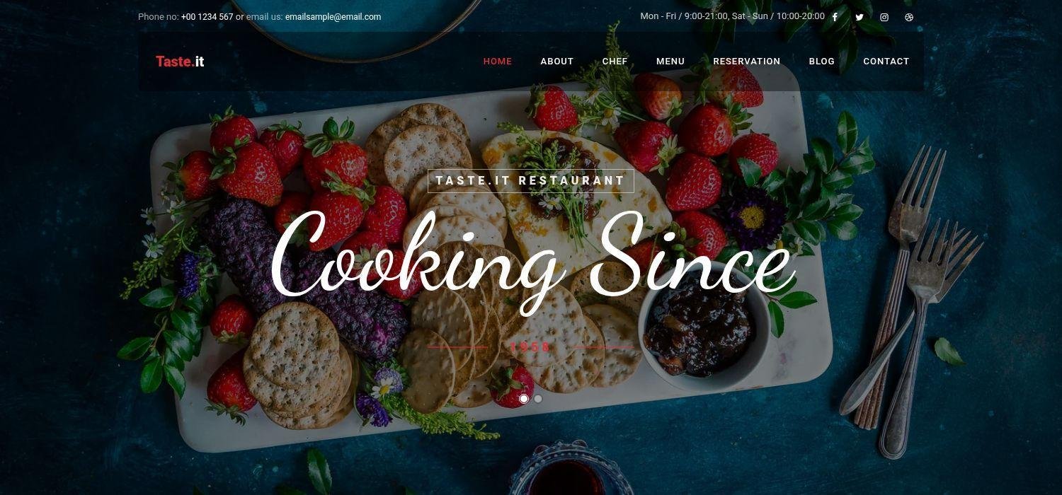 TasteIt - Responsive Bootstrap 4 HTML5 Restaurant Website Template