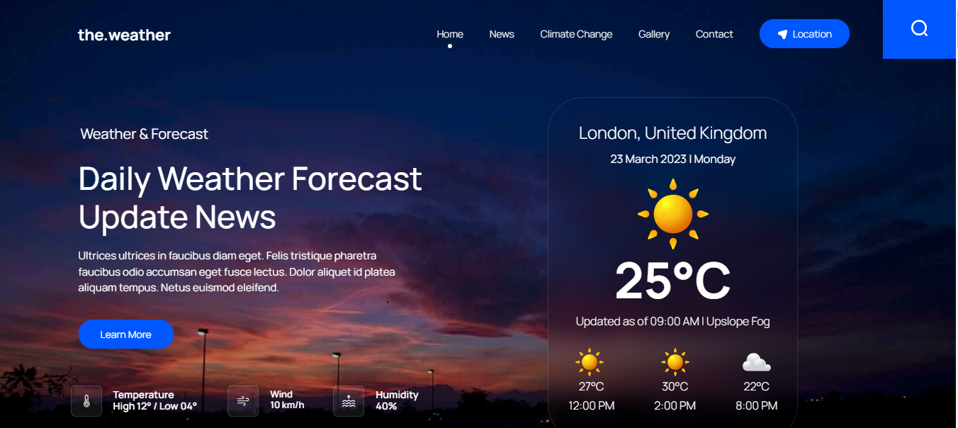 The Weather- Premium HTML Template for Modern Weather Websites