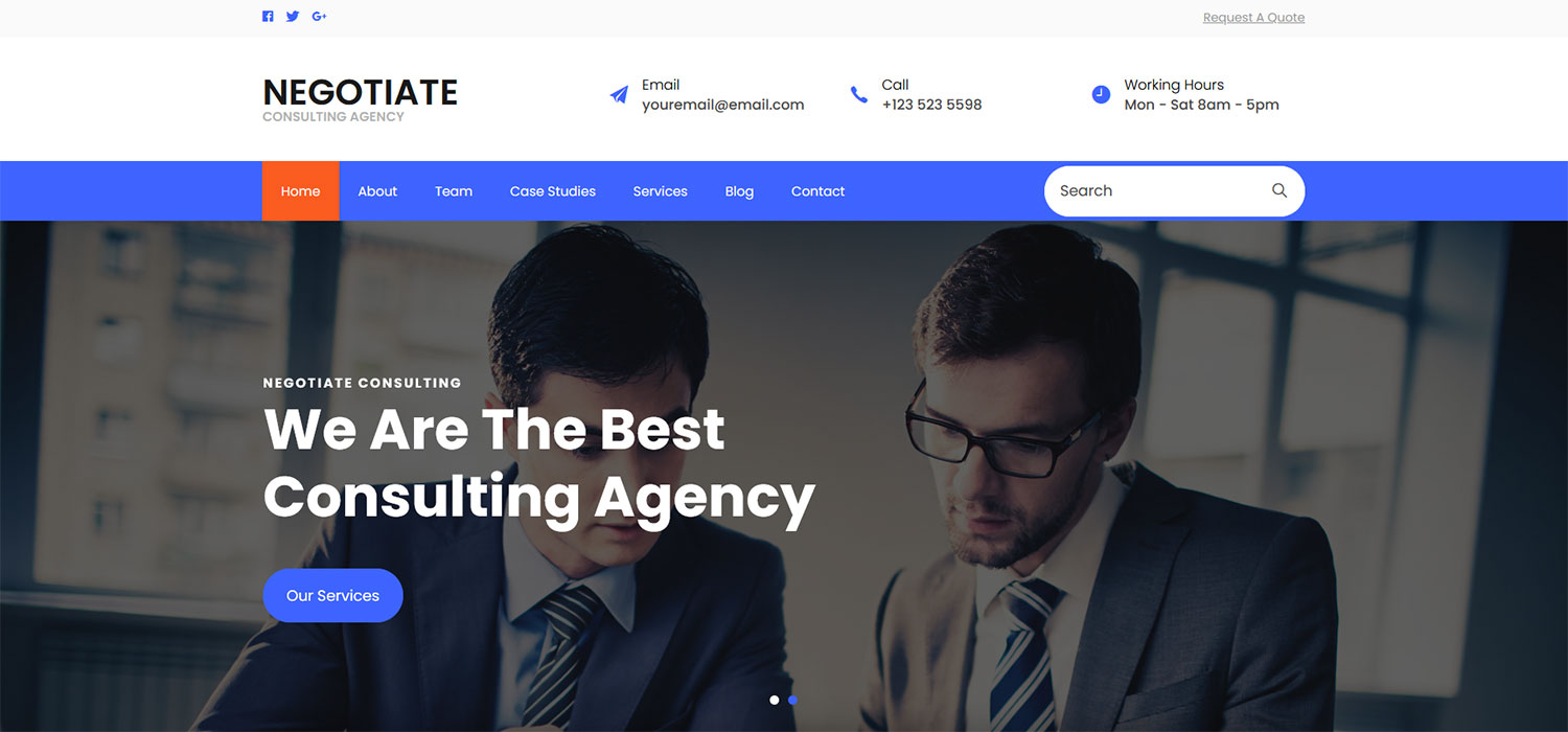Negotiate - Free Bootstrap 4 HTML5 Responsive Consulting Agency Website Templates