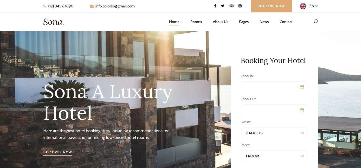 Sona - Bootstrap 4 HTML5 Responsive Hotel Website Template