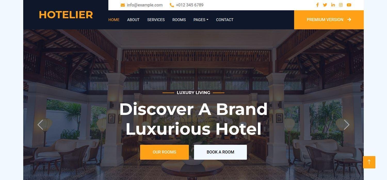 Hotelier - Business Website Template Responsive HTML5 Bootstrap 5