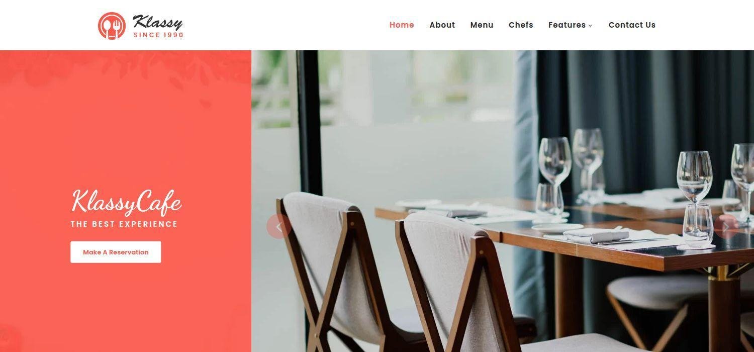 Klassy Cafe - Free Bootstrap 4 HTML5 Responsive Restaurant Website Template