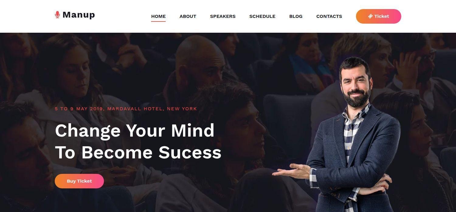 Manup - Bootstrap 4 HTML5 Event Management Website Template