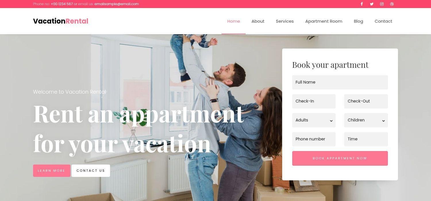 Vacation Rental - Bootstrap 4 HTML5 Hotel Business Website Template