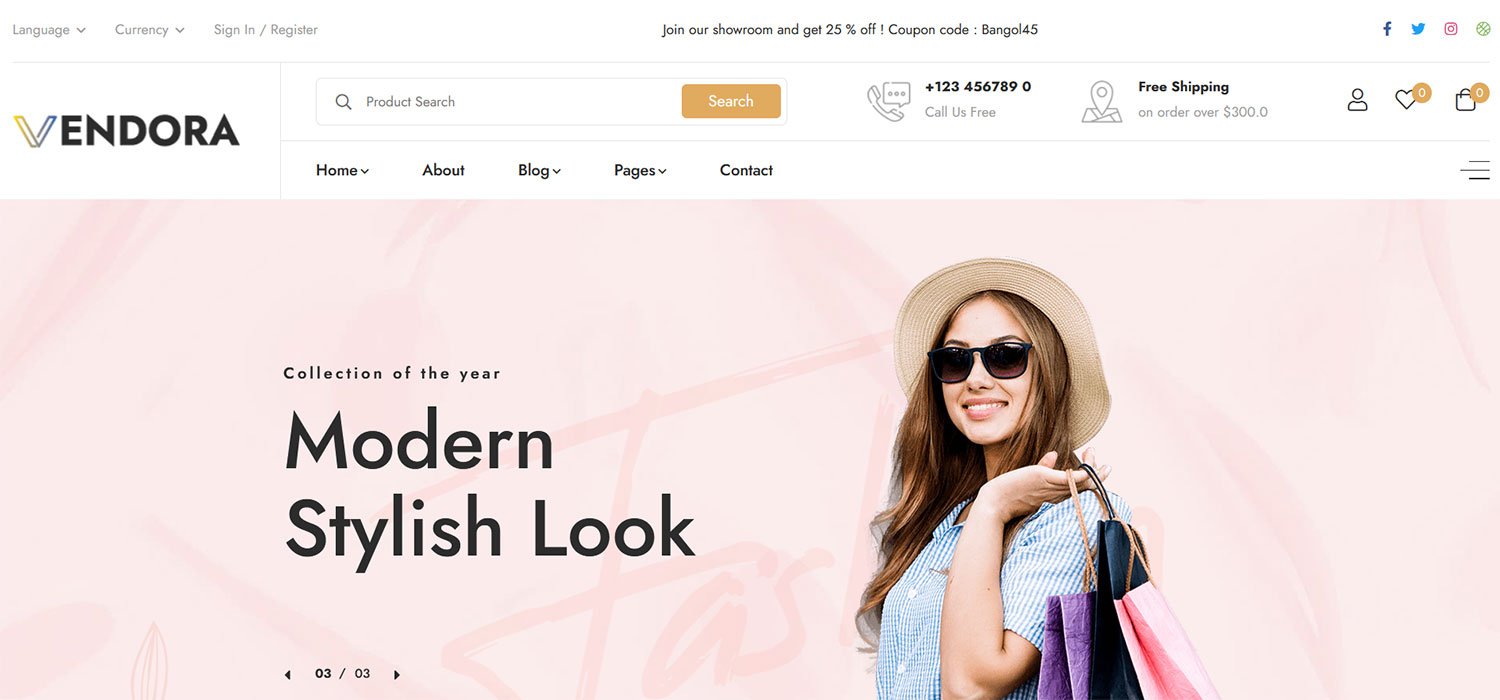 Vendora - Multipurpose eCommerce HTML Website Template