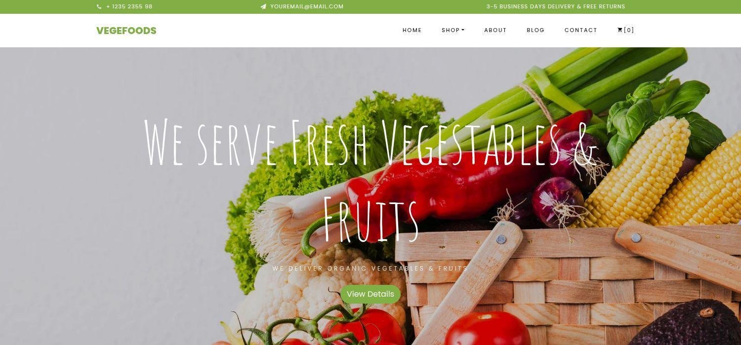 Vegefoods - Free Responsive Fruits and Vegetable e-commerce Website Template