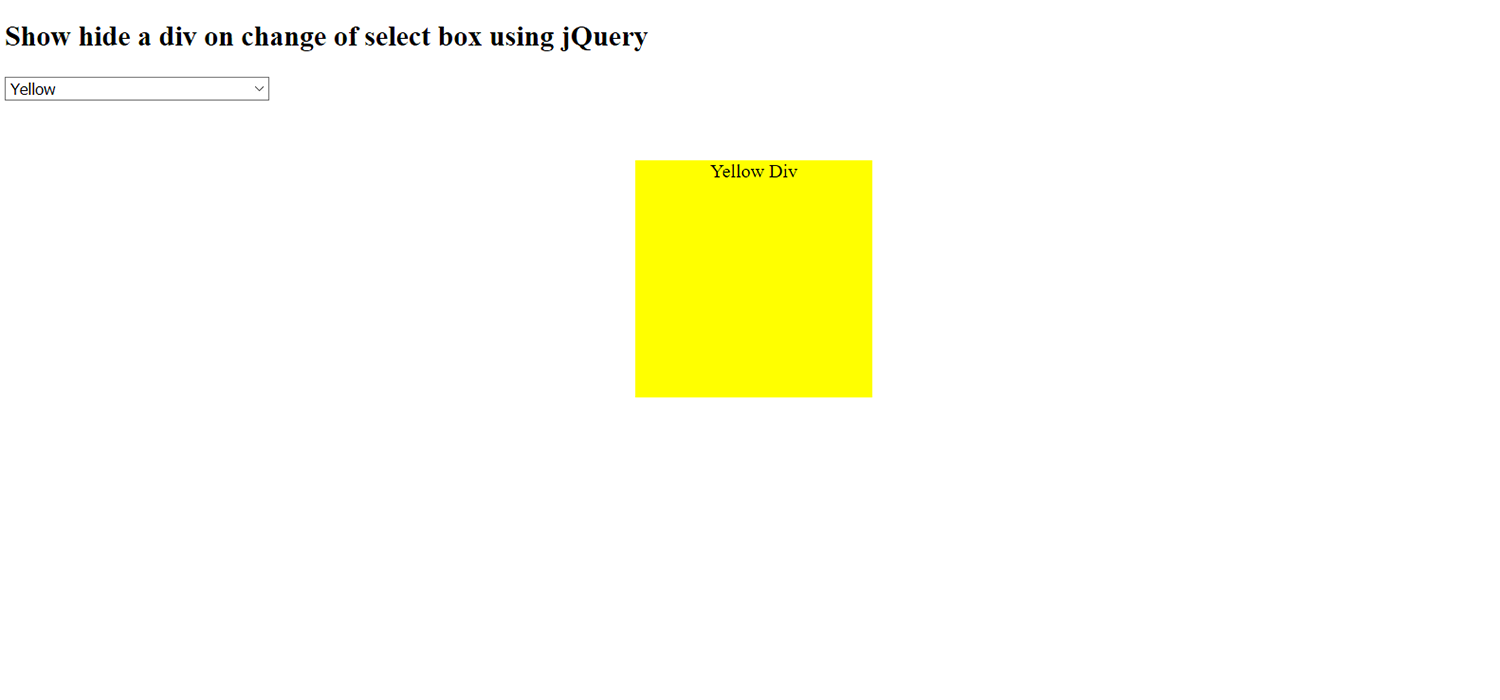 Show hide a div on change of select box using jQuery