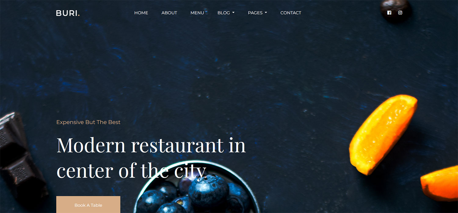 Buri - Free Bootstrap 4 HTML5 Restaurant Website Template