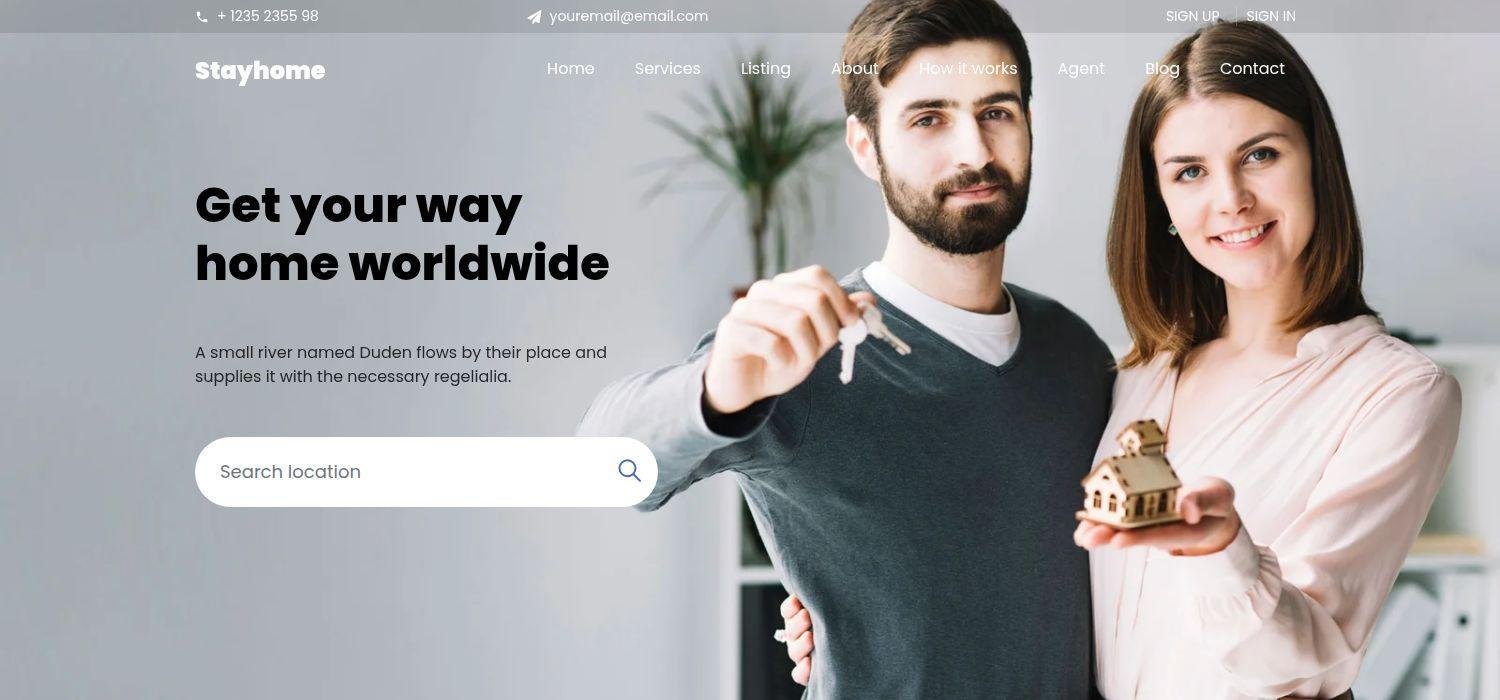 Stayhome - Free Bootstrap 4 HTML5 Real Estate Agency Website Template